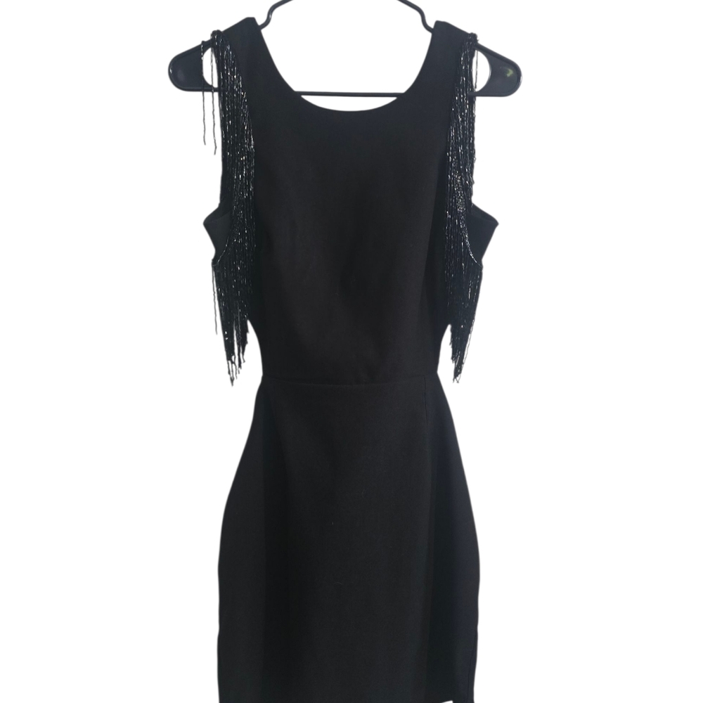 Elegant Black Fringe Mini Dress